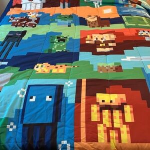 Minecraft Twin Reversible Comforter Kids Minecraft Bedding Comforter Green Blue